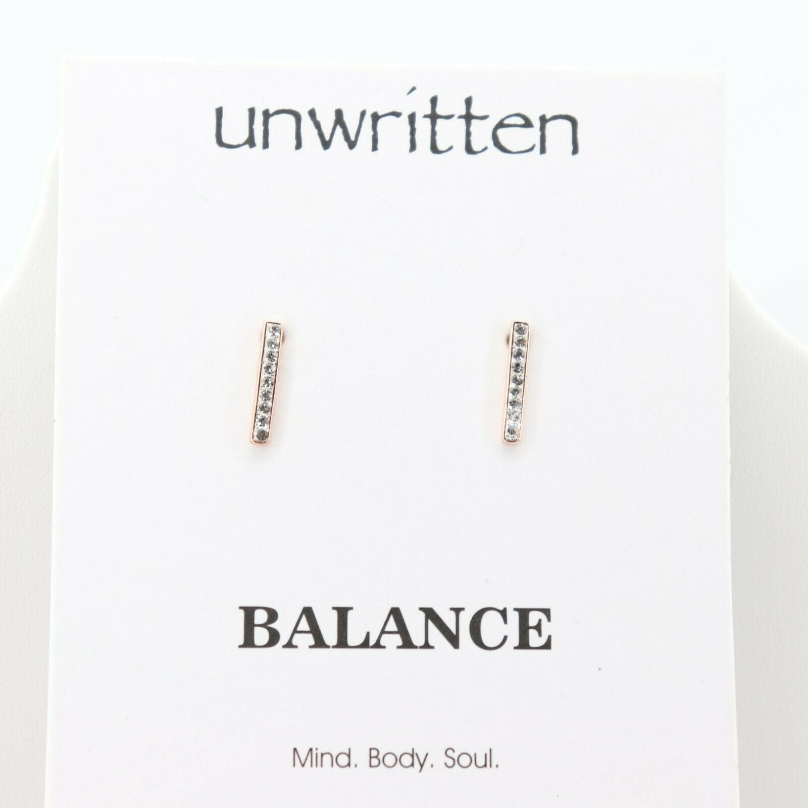 Unwritten "Balance" Bar Earrings CZ - The Pink Pigs, A Compassionate Boutique