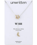 Unwritten "Wish", Moon & Star Lariat Necklace 24" - The Pink Pigs, A Compassionate Boutique