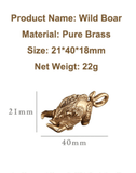 Nordic Wild Boar Charm Solid Brass-Unique!