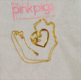 Yellow Gold Plated "Keep Me In Your Heart" Pig Necklace Sterling Silver