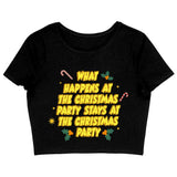 Christmas Party Women's Cropped T-Shirt - Funny Crop Top - Phrase Art Crop Tee Shirt