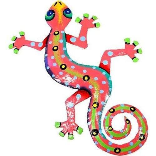 Eight Inch Pink Metal Gecko - Caribbean Craft *