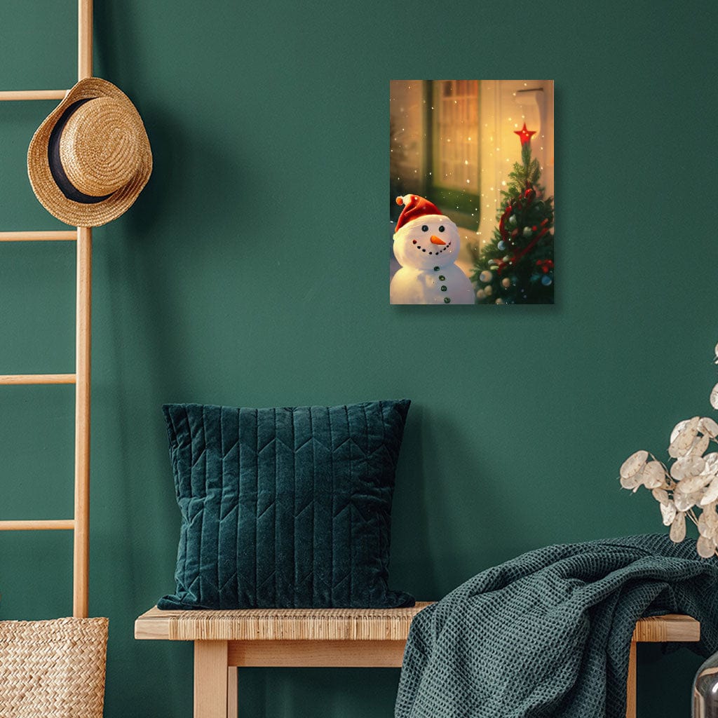 Christmas Snowman Wall Picture - Beautiful Stretched Canvas - Themed Wall Art