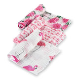 Let's Flamingle - Swaddle Set of Three Pink Theme Muslin Blankets