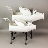 Abound-Zeckos flying pig planter Rustic White Flying Pig Standing Metal Planters SET