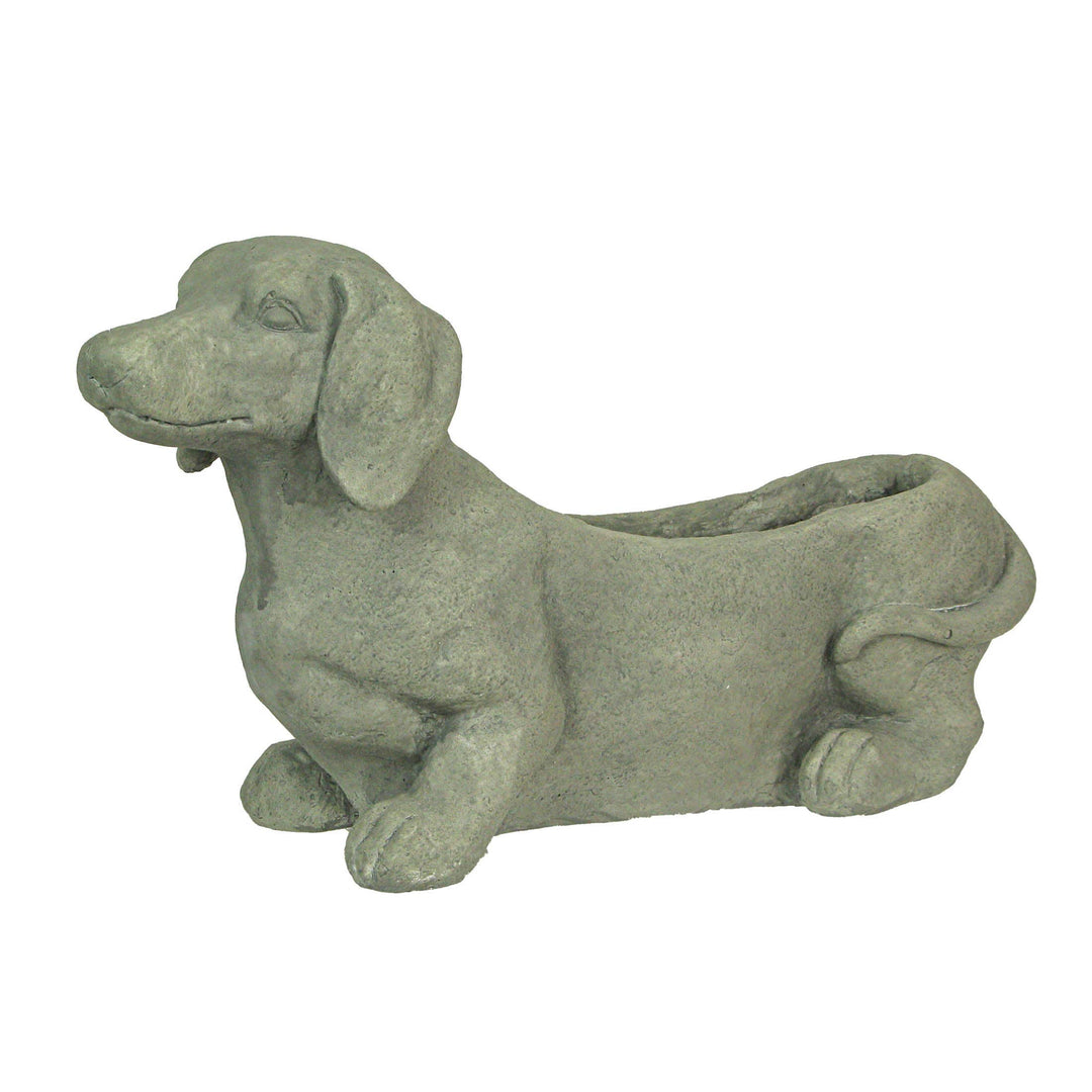 Abound-Zeckos Mini planter Dachshund Stone Finish Planter Realistic