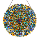 Adeline Blue Webbed Heart Stained Glass Window Panel 22"H