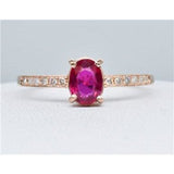 Genuine Ruby and Diamond Solitaire in 14K Rose Gold