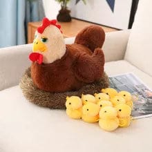 Ali Express Plush Animals Mama Hen with Baby chicks with nest