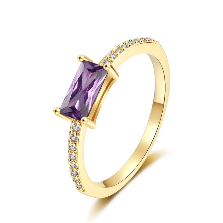 Ali Express Rings 6 Rectangular Purple CZ Ring, Delicate and Feminine Sterling Silver