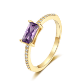 Ali Express Rings 6 Rectangular Purple CZ Ring, Delicate and Feminine Sterling Silver