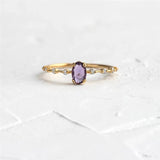 Stackable Amethyst CZ Sterling Silver Ring-Dainty, Feminine