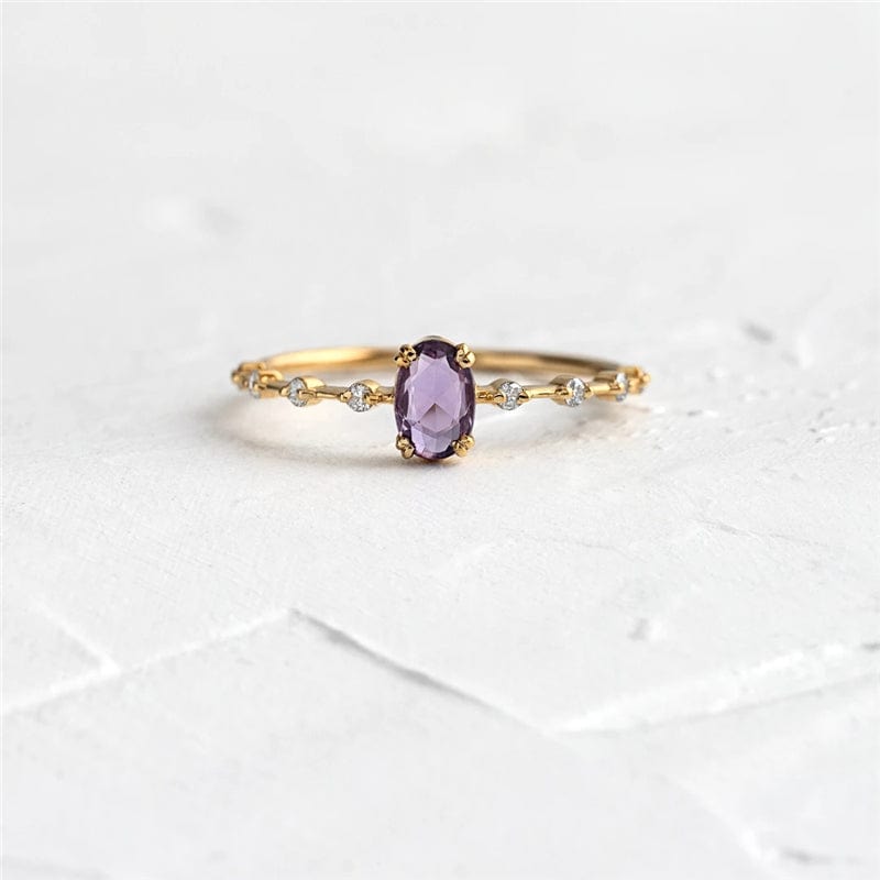 Ali Express Rings 7 Stackable Amethyst CZ Sterling Silver Ring-Dainty, Feminine