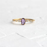 Ali Express Rings 7 Stackable Amethyst CZ Sterling Silver Ring-Dainty, Feminine