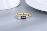 Ali Express Rings Rectangular Purple CZ Ring, Delicate and Feminine Sterling Silver