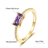 Ali Express Rings Rectangular Purple CZ Ring, Delicate and Feminine Sterling Silver