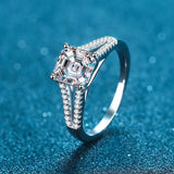 Alibaba 2ctw moissanite engagement ring Luxury Asscher Cut 2ctw Moissanite Ring 18K Gold Plated 925 Sterling Silver Wedding Jewelry