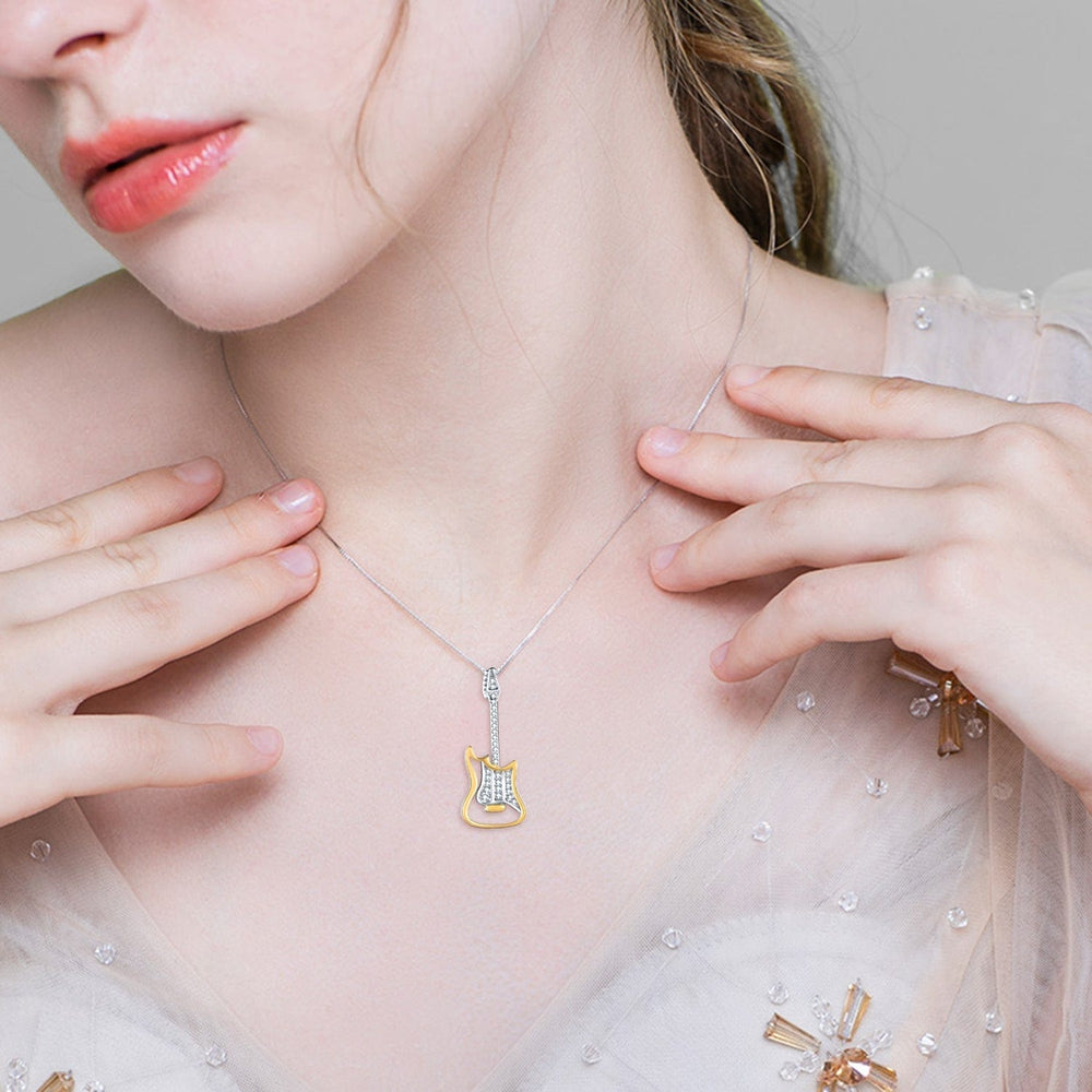 Alibaba - Bella Fine Fashion Jewelry-Necklace Guitar Necklace for the Rock and Rollers! 2-Tone Sterling Silver and 18k Gold Finish