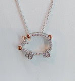 Alibaba - Bella Fine Fashion Jewelry-Necklace Walking Piggy Necklace with CZ and Rose Gold Accents