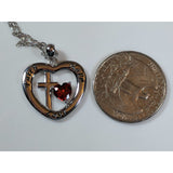 Alibaba - Booker Fine Fashion Jewelry-Necklace Faith, Hope and Love Sterling Silver Pendant with Red CZ Heart, Beautiful!