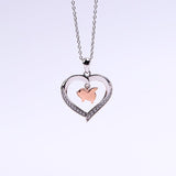 Alibaba - Booker Fine Fashion Jewelry-Necklace Flying Pig in a Heart with CZ Sterling Silver Necklace 18" Sliding Chain