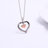 Alibaba - Booker Fine Fashion Jewelry-Necklace Flying Pig in a Heart with CZ Sterling Silver Necklace 18" Sliding Chain