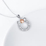 Alibaba - Booker Fine Fashion Jewelry-Necklace Lucky Horseshoe Sparkling Necklace Sterling Silver Rose Gold