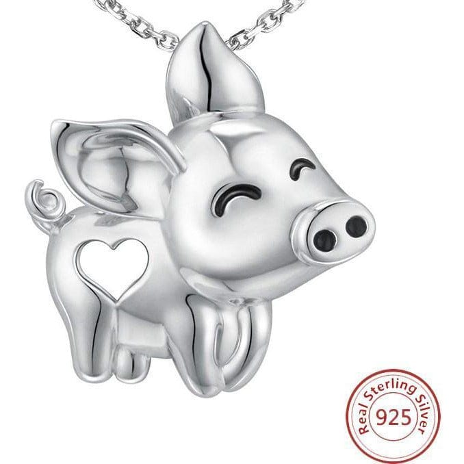 Alibaba - Booker Fine Fashion Jewelry-Necklace Pig Necklace with Cut Out Heart Rose, Yellow or White Gold Plated Sterling Silver