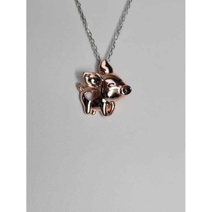 Alibaba - Booker Fine Fashion Jewelry-Necklace Pig Necklace with Cut Out Heart Rose, Yellow or White Gold Plated Sterling Silver