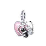 Alibaba Charms Two Cats Pink Moon Cat Lovers Pandora Style Charm Collection Sterling Silver