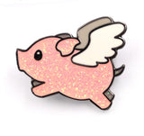 Alibaba Fashion Jewelry Flying Pink Pig Pin for Jacket, Purse, Backpacks Sparkly