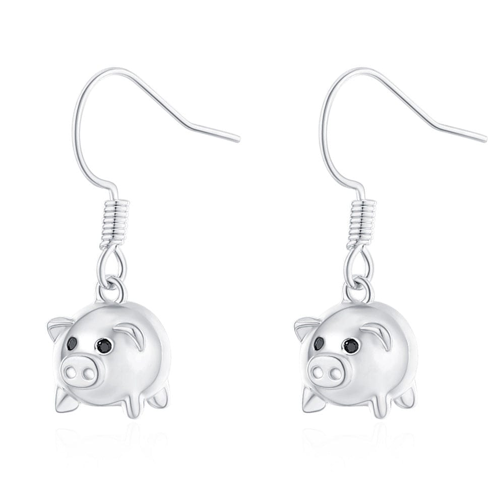 Alibaba Fashion Jewelry White Piggy Drop Fashion Earrings-So Cute!  Gold Plated Brass