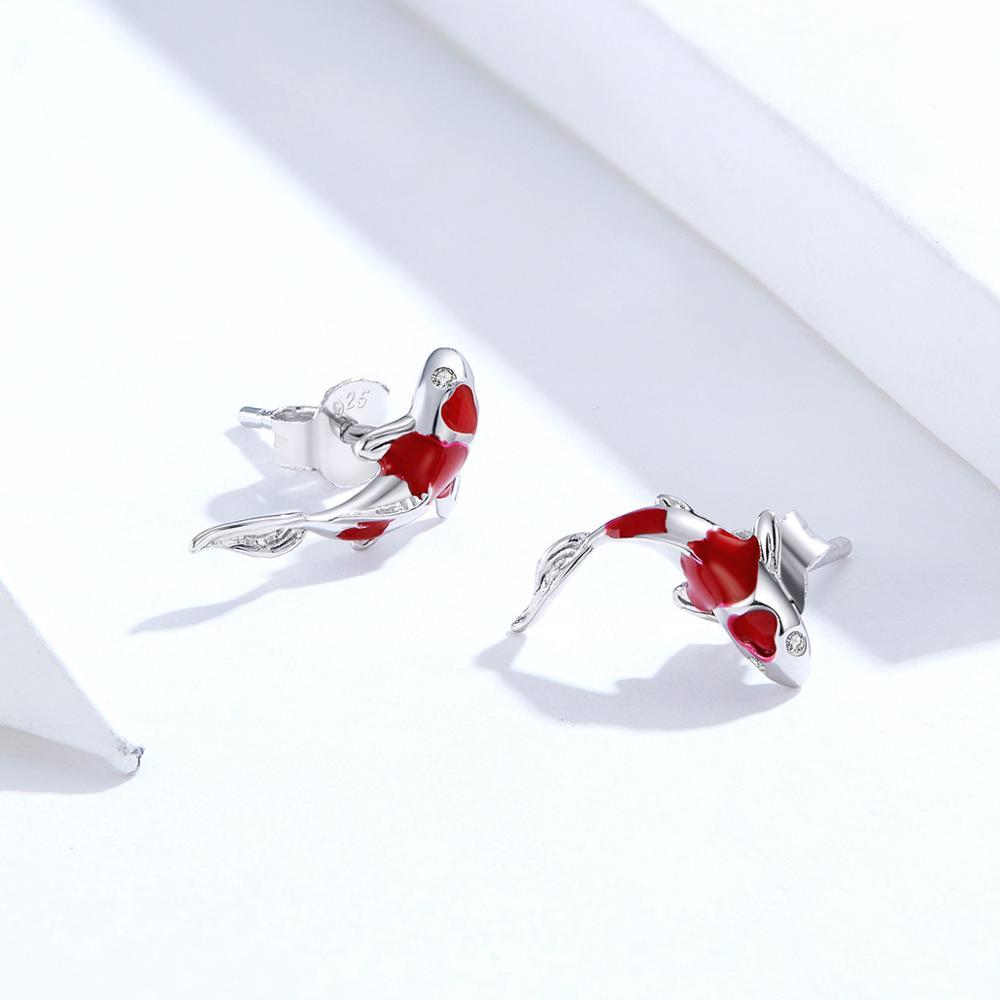 Alibaba Fine Fashion Jewelry-Earrings Colorful Koi Earrings & Charm-Beautiful Sterling Silver Fish Earrings!!