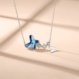 Alibaba Fine Fashion Jewelry-Necklace Butterfly Necklace and Earrings in Sterling Silver with Swarovski Crystal & CZ, Gorgeous!