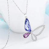 Alibaba Fine Fashion Jewelry-Necklace Butterfly Necklace & Charm Asymmetric Sterling Silver with Swarovski Crystal, Gorgeous!