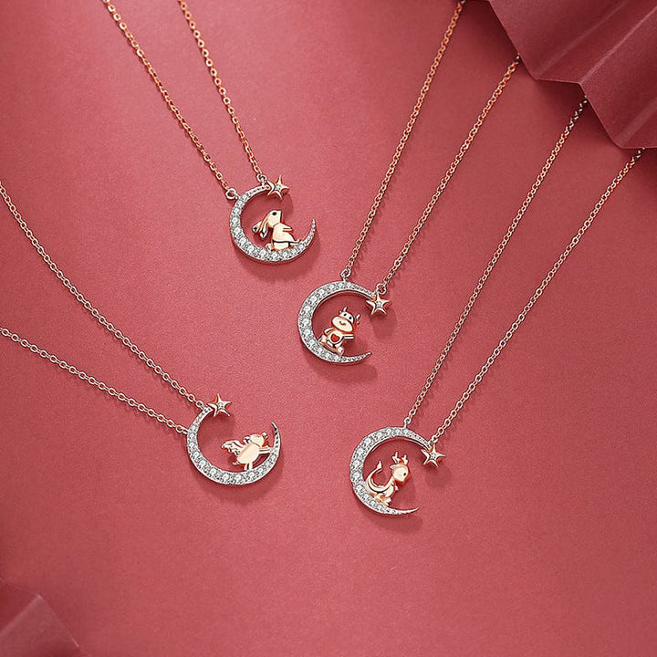 Alibaba Fine Fashion Jewelry-Necklace Zodiac Baby Animal Necklaces-Chinese Zodiac Cute Rose Gold Plated Sterling Silver