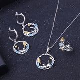 Alibaba Fine Fashion Jewelry SET Cat and Butterfly Fine Sterling Silver Jewelry, Genuine Gemstone-Necklace, Earrings, Ring or SET