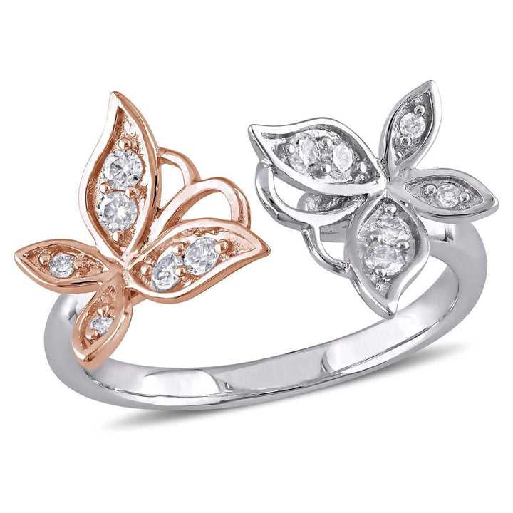 Alibaba Fine Fashion Jewelry SET Ring Butterfly Jewelry Sets Rose Quartz in Sterling SIlver, Rose Gold Plated Pink Beautiful