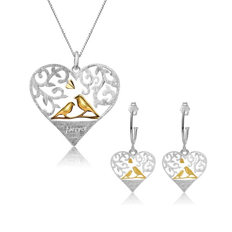 Alibaba Fine Fashion Jewelry SET SET Love Birds "Forever" Sterling Silver Jewelry
