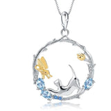 Alibaba Fine Fashion Jewelry SET Topaz-Necklace Cat and Butterfly Fine Sterling Silver Jewelry, Genuine Gemstone-Necklace, Earrings, Ring or SET