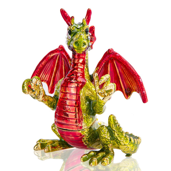 Alibaba Gifts For the Home Flying Dragon Trinket Box Pewter Hand Painted Cute!