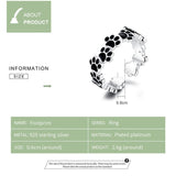 Alibaba Jewelry Sterling Silver Black Paw Print Adjustable Ring *