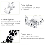 Alibaba Jewelry Sterling Silver Black Paw Print Adjustable Ring *