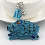 Alibaba Keychain Blue Wild Boar Keychain-Super Sparkly PVC Leather with Tassel CUTE!