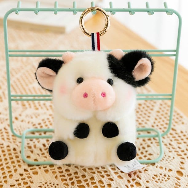 Alibaba Keychain Cow Plush Pig, Cow, Panda & Hamster Keychains Large 5.5" Stuffed Fat Animals