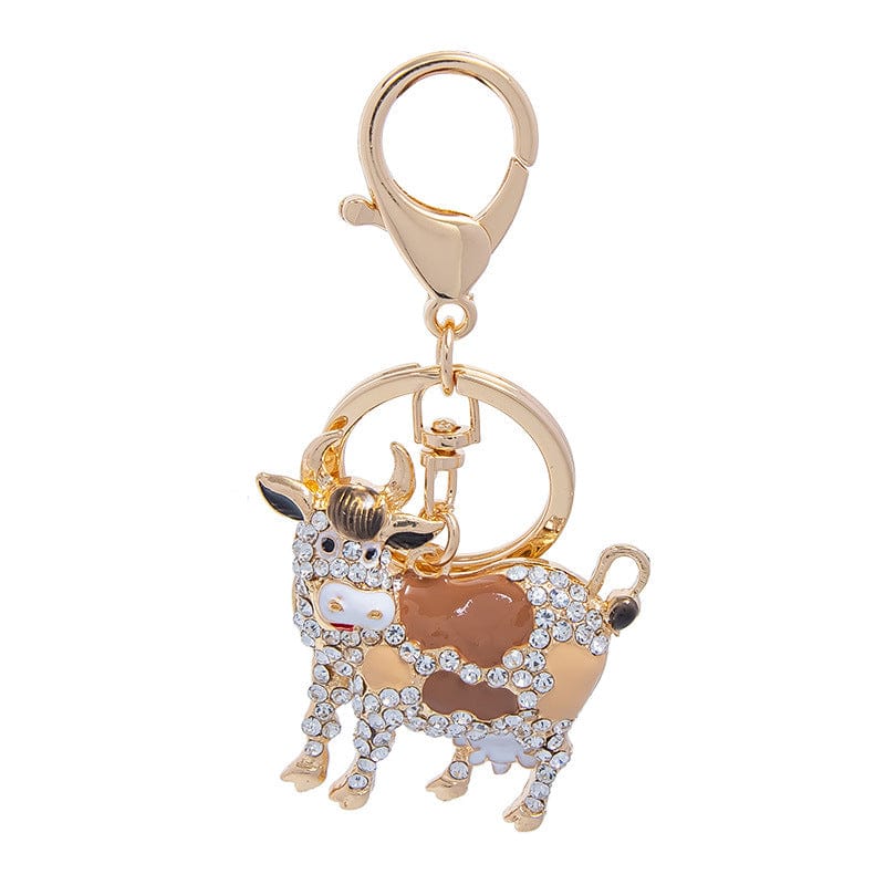 Alibaba Keychains Brown Cow Keychains Bling for Bovine Lovers!*