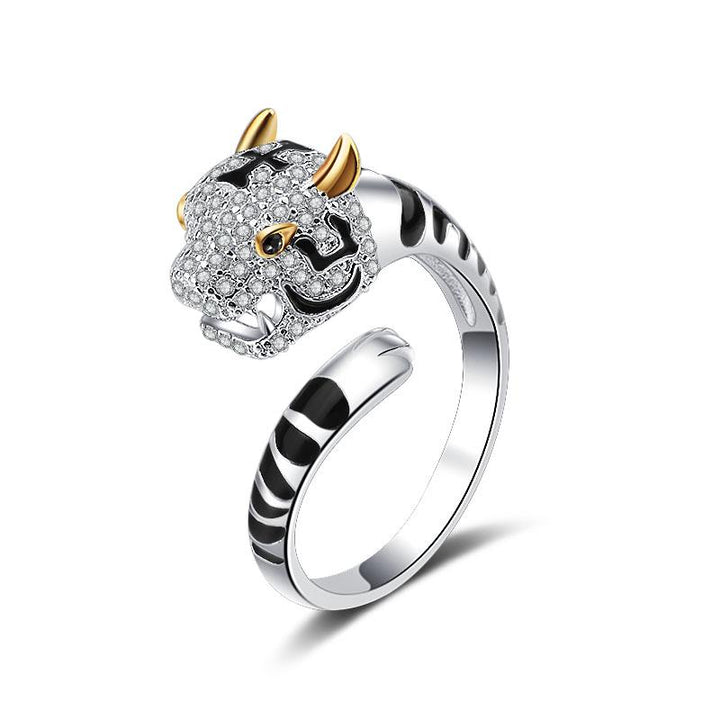 Alibaba - King He Fine Fashion Jewelry-Ring Tiger Chinese Zodiac Animal Rings Sterling Silver Sparkly!