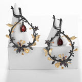 alibaba-koko hummingbird necklace Garnet / Earrings Hummingbird Floral Statement Necklace 925 Sterling Silver Waterproof Vintage Topaz, Amethyst or Citrine