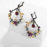 alibaba-koko hummingbird necklace Hummingbird Floral Statement Necklace 925 Sterling Silver Waterproof Vintage Topaz, Amethyst or Citrine