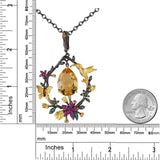 alibaba-koko hummingbird necklace Hummingbird Floral Statement Necklace 925 Sterling Silver Waterproof Vintage Topaz, Amethyst or Citrine